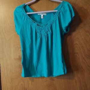 Turquoise Lace Detail Women's Top